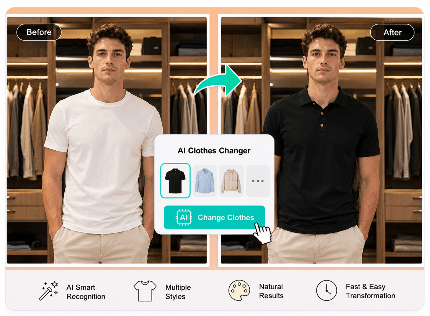 Try Men's Shirts, Jackets, and Smart Looks on Your Own Photo